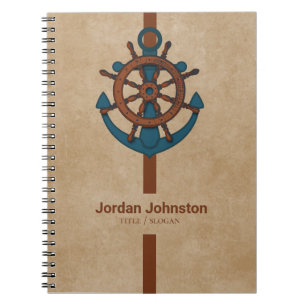 Beige Background and Anchor and Rudder Anteckningsbok