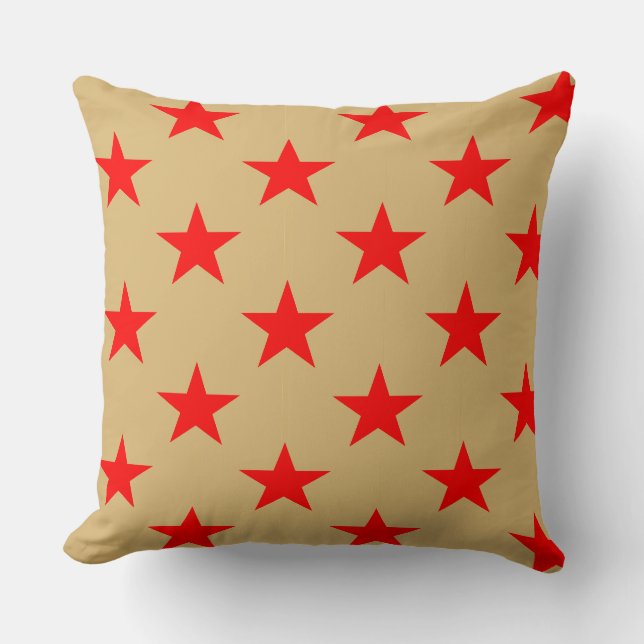 Beige Background och Red Stars Kudde (Framsida)