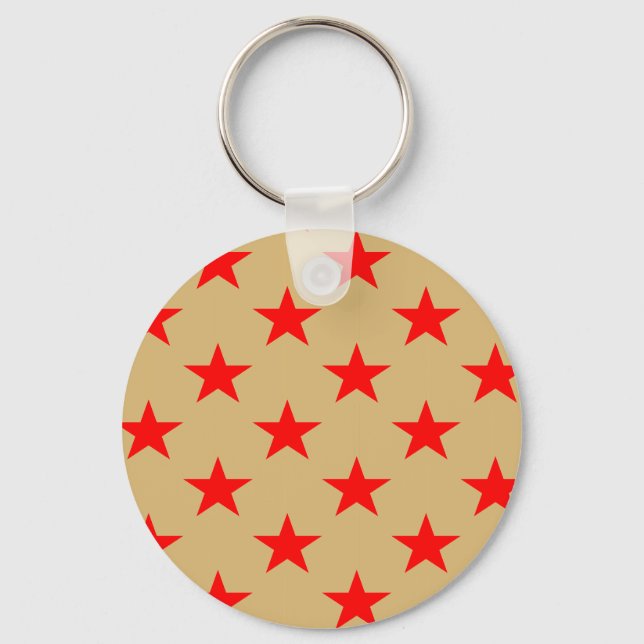 Beige Background och Red Stars Nyckelring (Framsida)