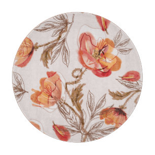 Beige Background Poppies Watercolor Mönster