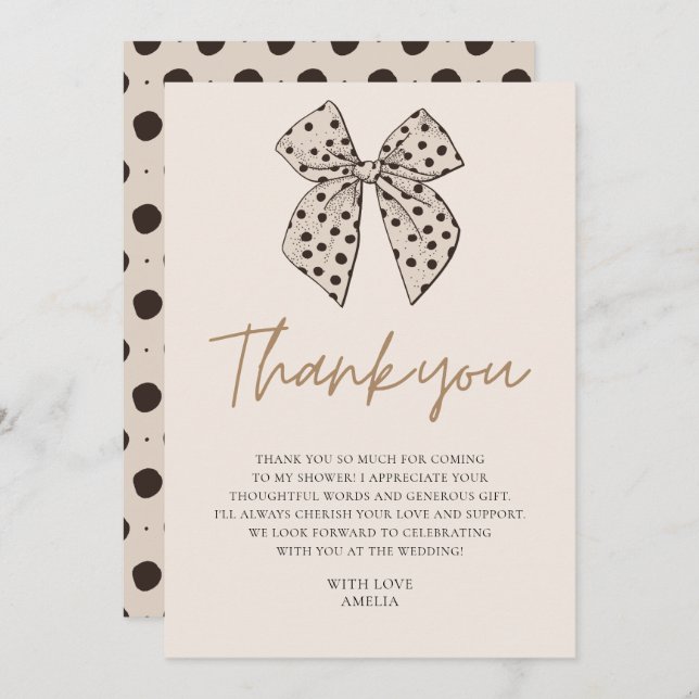 Beige båge She'sTying the Knot Bröllopsfest  Tack Kort (Fram/baksida)