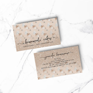 Beige bageridesign pastabag glitz visitkort