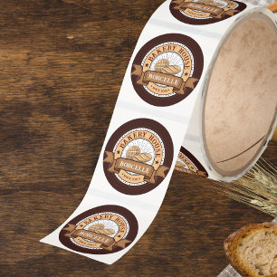 Beige Bakery logotyp affärsdekalrulle Runt Klistermärke
