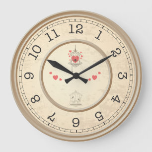 Beige - bakgrund och hjärtan stor klocka