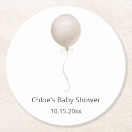 Beige Balloon Baby Shower Underlägg Papper Rund
