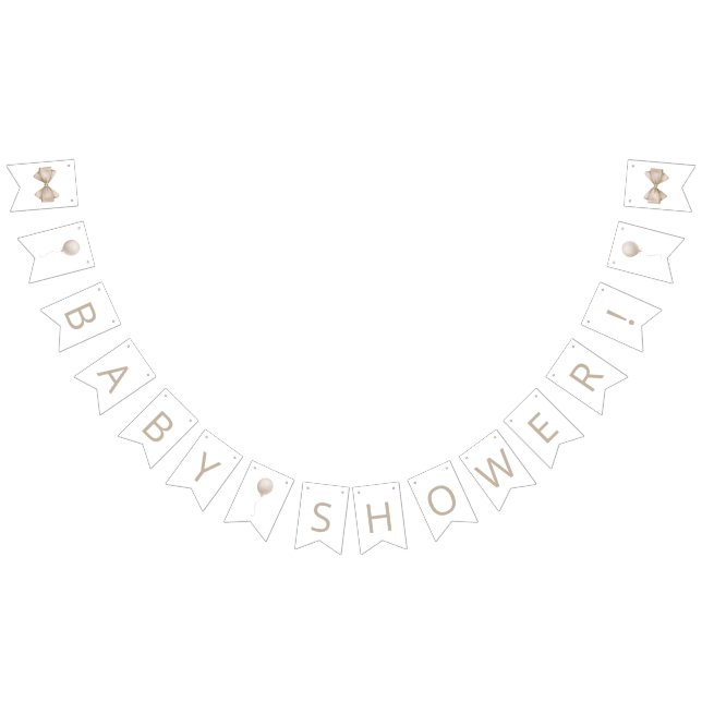 Beige Balloon Baby Shower Vimplar (Alla)