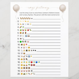 Beige Balloon Emoji Bokar Baby Shower Game