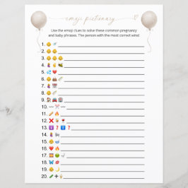 Beige Balloon Emoji Pictionary Baby Shower Game