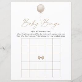 Beige Balloon Modern Baby Shower Bingo Game