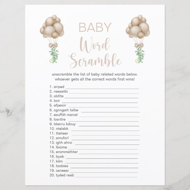 Beige Balloons Baby Shower Ord-skandalen (Framsida)