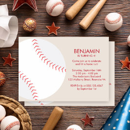 Beige Baseball Themarie Sports Birthday Inbjudningar
