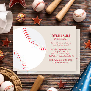 Beige Baseball Themarie Sports Birthday Inbjudningar
