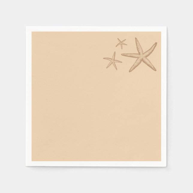 Beige Beach Themme Starfish Pappra Napkins Pappersservett (Framsidan)