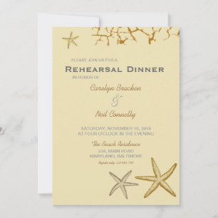 Beige Beach Themme Starfish Rehearsine Dor Inbjudningar