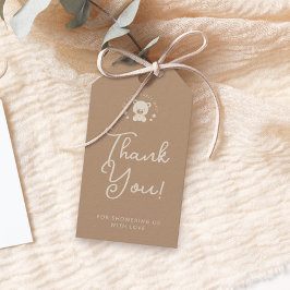 Beige Bear Baby Shower Tack Gift-Märkre Presentetikett