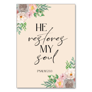 Beige Bible Verse Psalm Card Bordsnummer