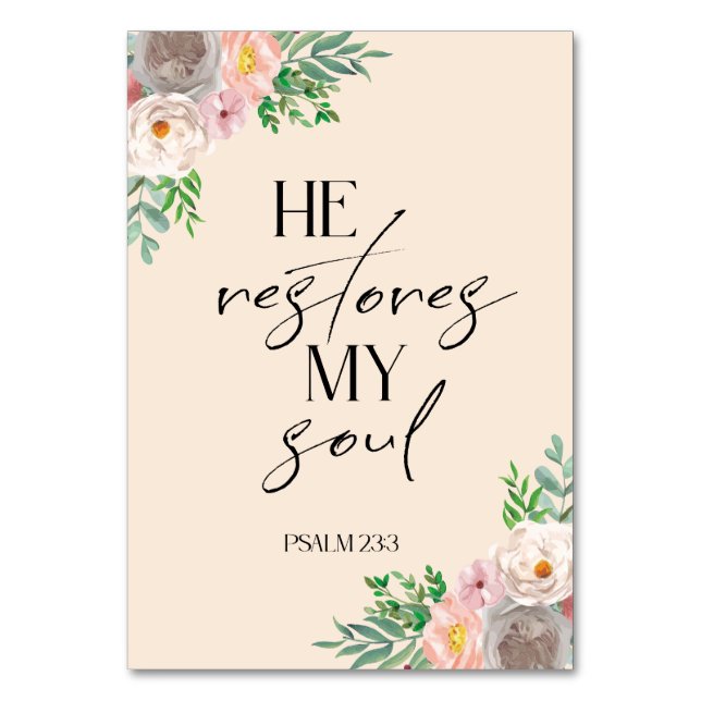 Beige Bible Verse Psalm Card Bordsnummer (Framsidan)