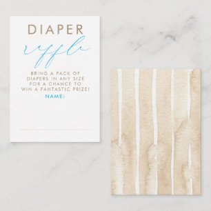 Beige Blå Vita Blöja Lotteri Baby Shower Biljetter Tilläggskort
