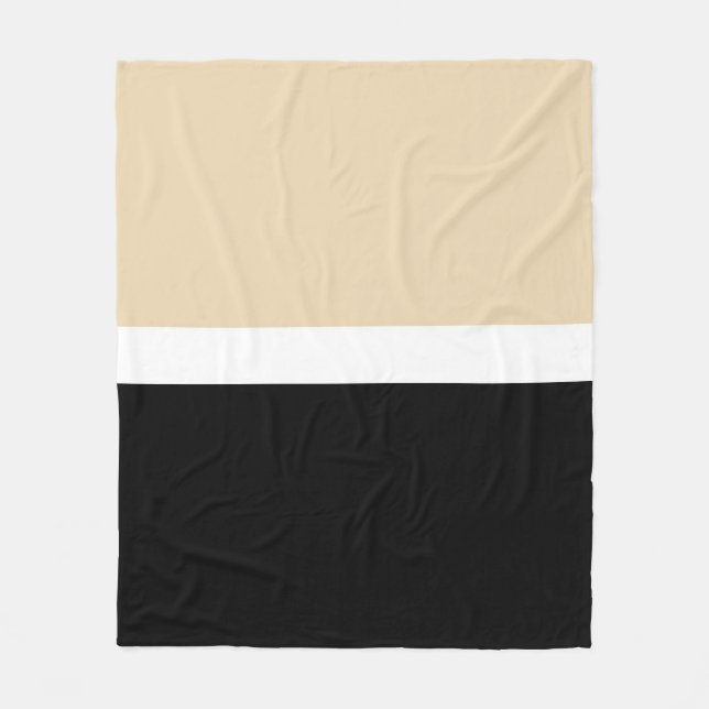 Beige Black Abstrakt Rand Fleecefilt (Framsidan)