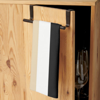 Beige Black Abstrakt Rand Kökshandduk