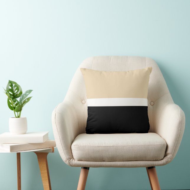 Beige Black Abstrakt Rand Kudde (Stol)