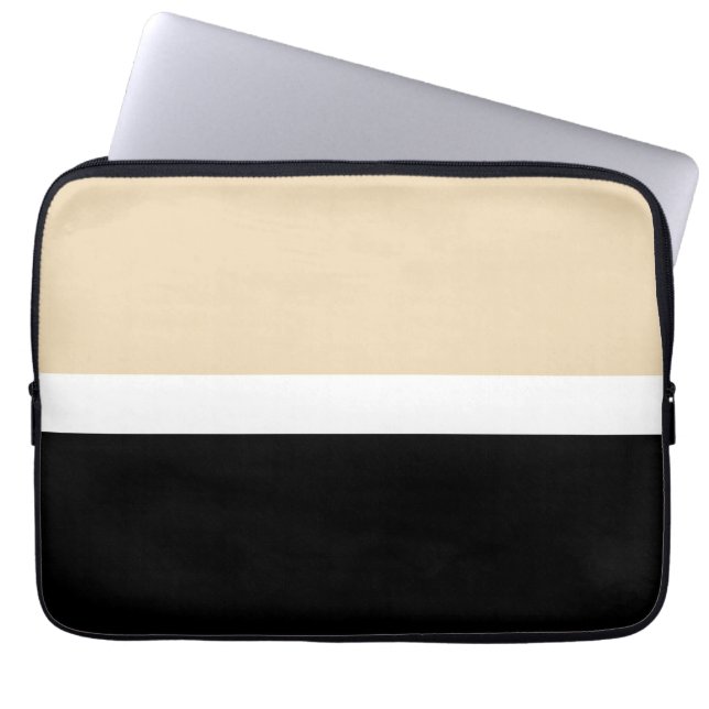 Beige Black Abstrakt Rand Laptop Fodral (Framsidan)