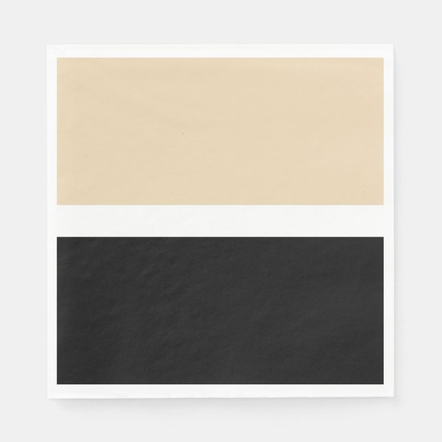 Beige Black Abstrakt Rand Pappersservett (Framsidan)