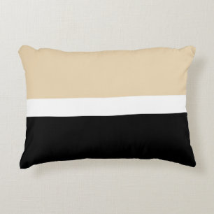 Beige Black Abstrakt Rand Prydnadskudde