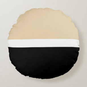 Beige Black Abstrakt Rand Rund Kudde