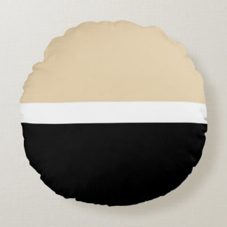 Beige Black Abstrakt Rand Rund Kudde