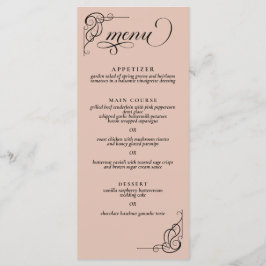 Beige & Black Calligraphy Wedding Reception Menu Meny