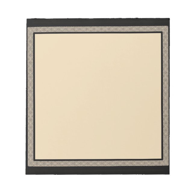 Beige & Black Geometric Gräns Anteckningsblock (Framsida)