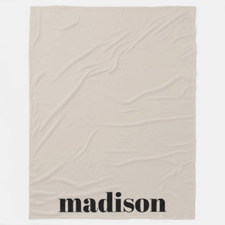 Beige Black Modern Monogram Personlig Namn Fleecefilt