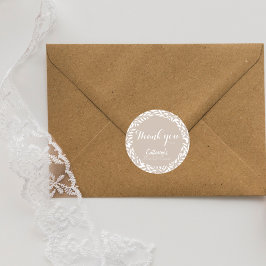 Beige Blad Bröllopsdusch  Runt Klistermärke