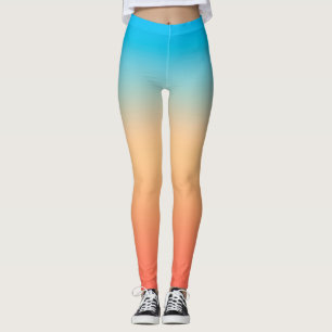 beige blått mjukt, suddigt korallött leggings