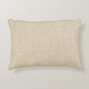 Beige blom- elegant damast för vintagetapet prydnadskudde