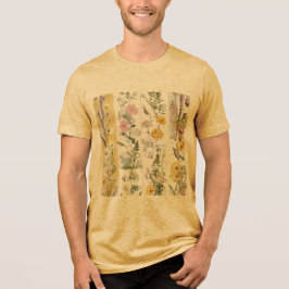 Beige blomdesign i penseldrag t shirt