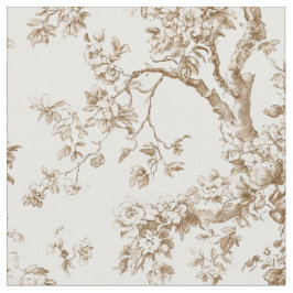 Beige blomgrens toile-mönster tyg