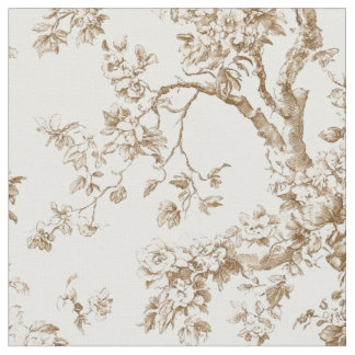 Beige blomgrens toile-mönster tyg