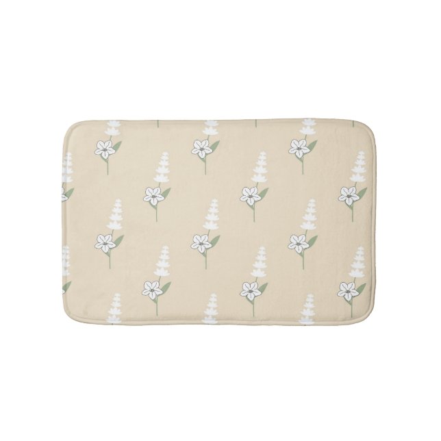 Beige Blommigt Bohemian Botanical Mönster Badrumsmatta (Framsidan)