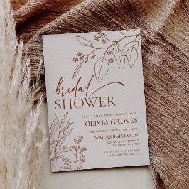 Beige Blommigt Botanical Inbjudningskort för möhip