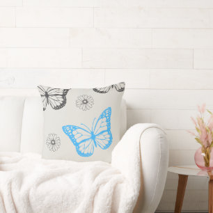 Beige Blommigt Butterfly Mönster bokmärke Kudde