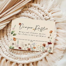 Beige Blommigt Diaper Raffle Baby Shower Card Anteckningskort