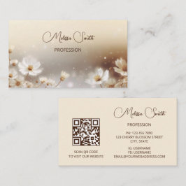 Beige Blommigt Dreamy Visitkort