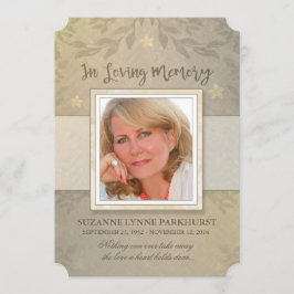 Beige Blommigt Photo Memorial Sympathy Tack Meddelande