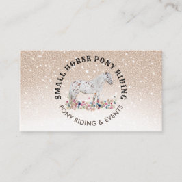 Beige Blommigt Pony Equestrian Trainer Horse Visitkort