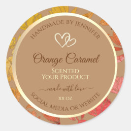 Beige Blommigt Product Packaging Labels with Heart Runt Klistermärke