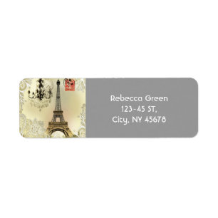 beige blommigt snöre chandelier paris eiffel torn returadress etikett