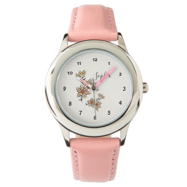 Beige blommor armbandsur (Framsida)