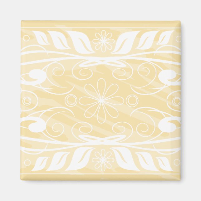 beige blommor magnet (Framsidan)